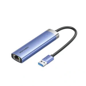[6922794781245] VENTION usb 3.0 to usb 3.0x3/RJ45/USB-C Hub 0.15M Blue Aluminum Alloy Type TGFSB